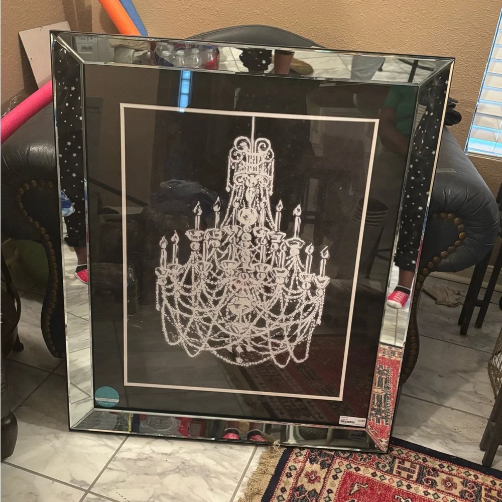 Black and White Mirror Wall Decor chandelier hanging NWT